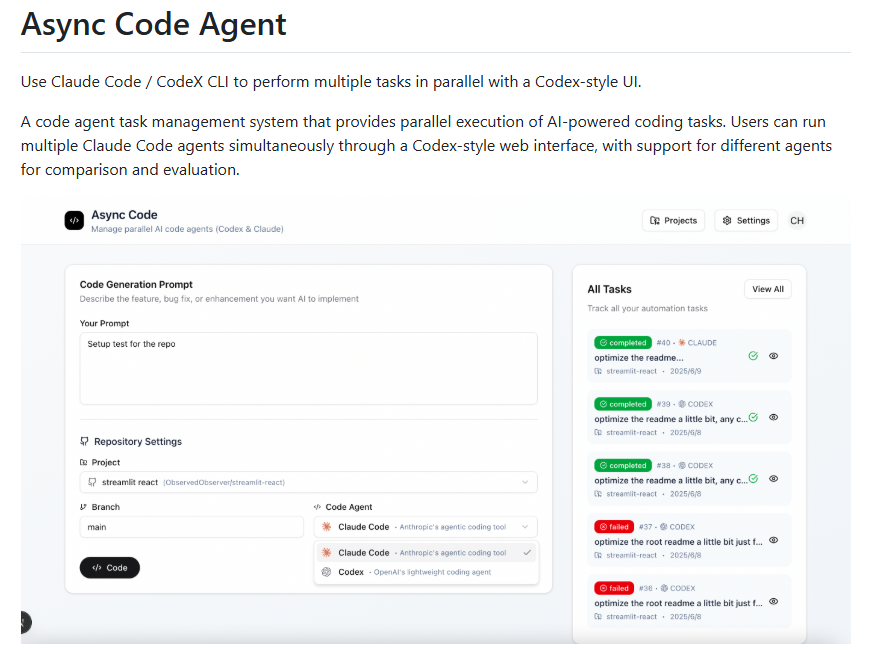 Async-Code：多AI并行执行、Web管理与Git集成的高效编程工具