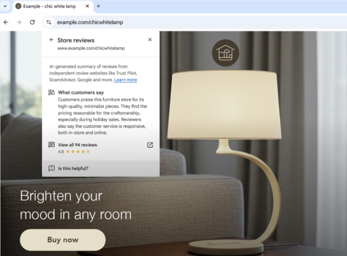 谷歌Chrome新增AI商店评价功能 英文桌面版先上线助力购物决策