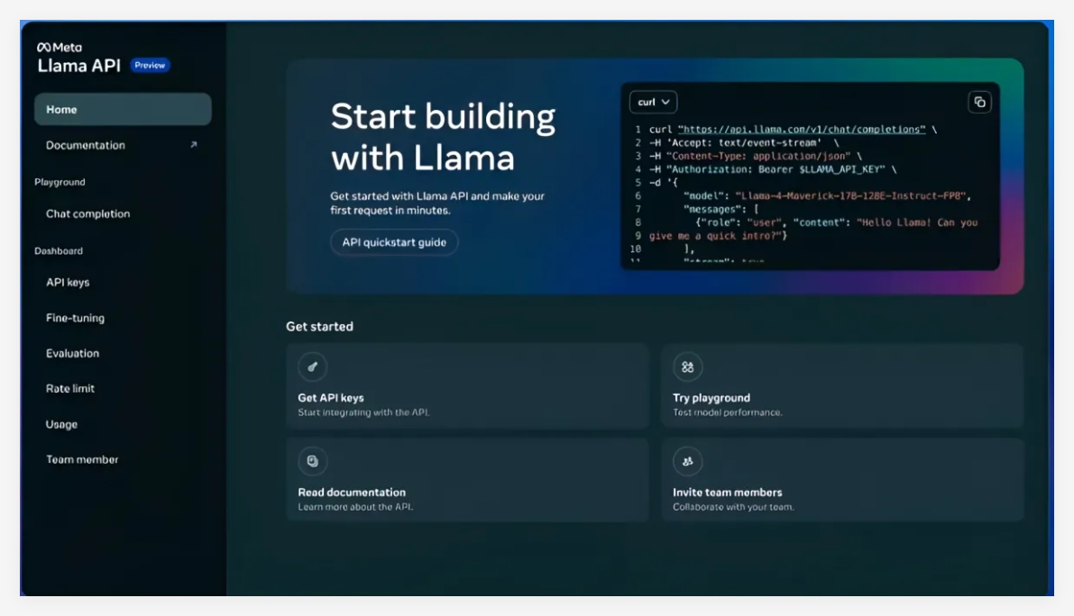 Meta发布Llama API有限预览 支持开发者构建AI应用