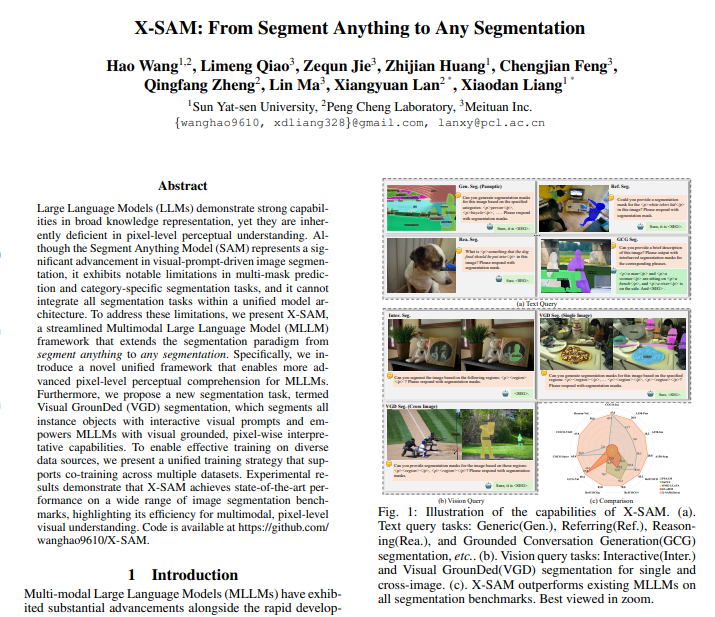 中山大學鵬城實驗室美團聯合發佈X-SAM 多模態圖像分割突破至任意分割