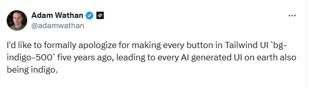 Tailwind靛蓝按钮引发AI生成界面紫色偏好现象及成因