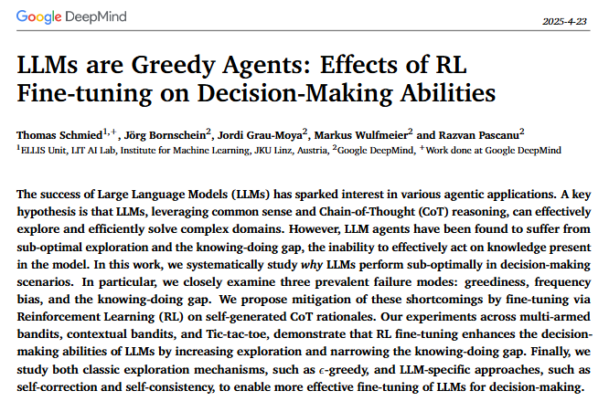 LLM智能体决策存知行不一等缺陷，RLFT等方法助力优化改进