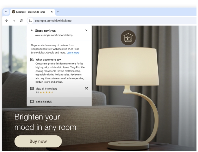 谷歌Chrome桌面版推出AI商店评论功能 助力美国消费者选购物地点