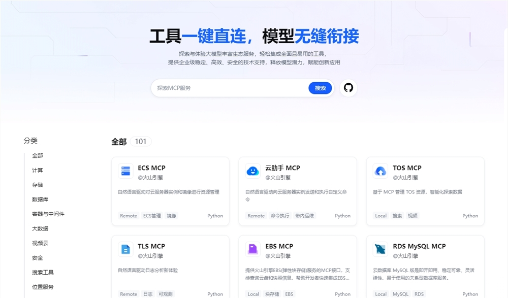 火山引擎发布MCP Servers大模型生态广场 全链路协同简化AI开发流程
