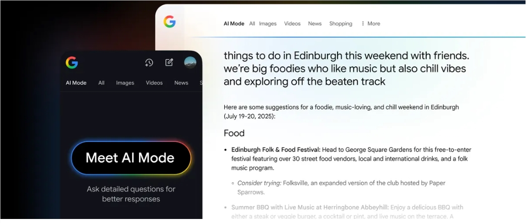 谷歌英国推出全新AI搜索模式 基于Gemini2.5支持复杂问题与多交互提升体验