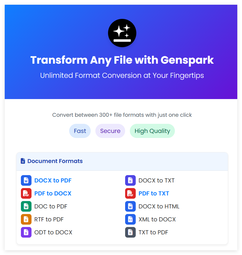 Genspark Super Agent新增超400种格式转换工具 助力办公效率提升