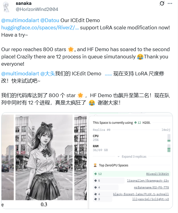 ICEdit重大更新上线LoRA尺度功能 开源高效引领图像编辑新标杆