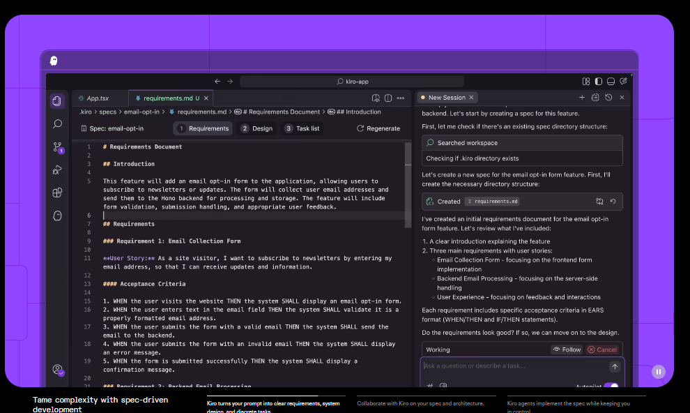 AWS推出AI IDE Kiro：以规范驱动开发革新软件开发流程