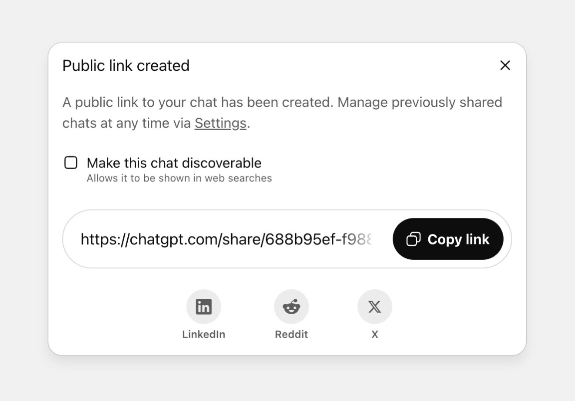 ChatGPT共享链接被搜索引擎索引 隐私隐患促使OpenAI取消该功能