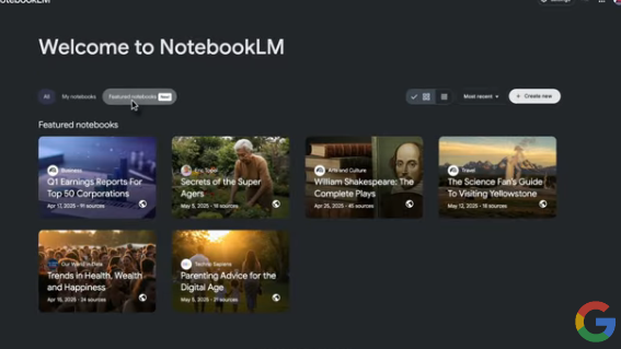 Google NotebookLM新增Featured笔记本 专家合作内容助用户高效学习探索