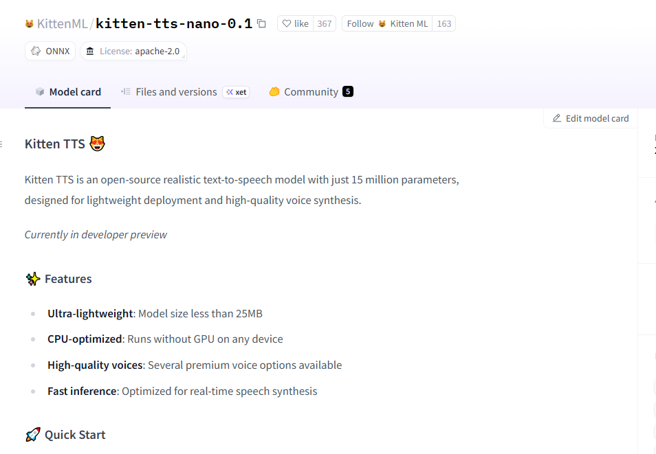 KittenML发布轻量Kitten TTS模型 无需GPU也能生成高品質音声