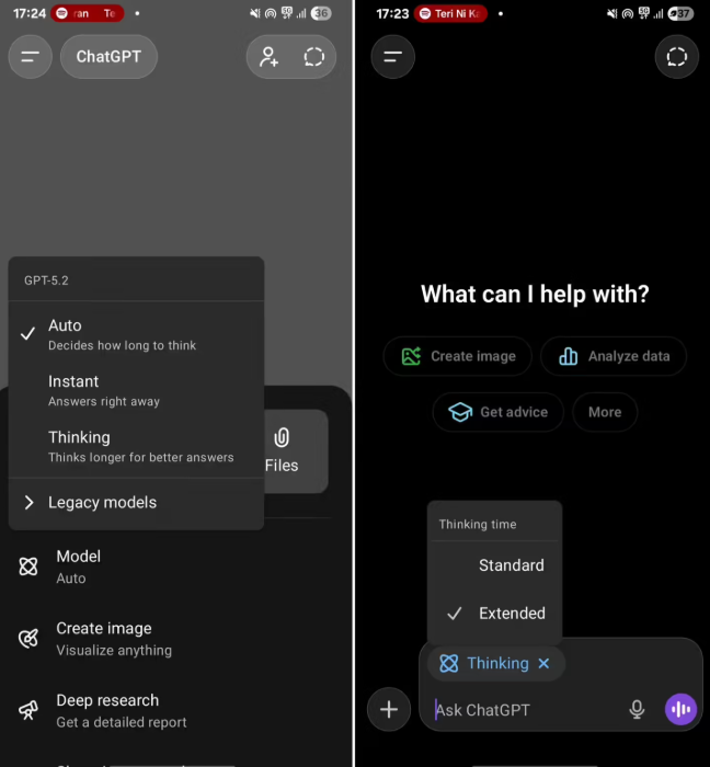 ChatGPT移动端新增思考时长调节功能 Plus会员专享 桌面端界面优化升级