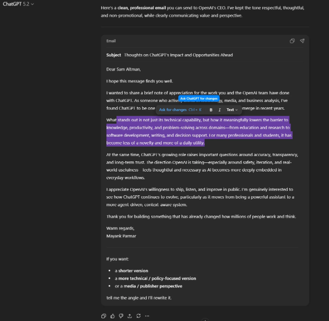 OpenAI上线ChatGPT“格式化块”新功能 显著提升内容创作交互体验