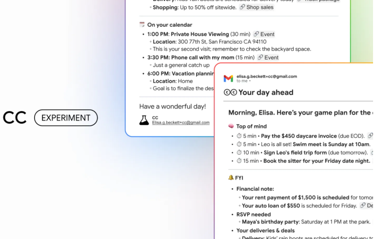 Google推出CC实验性AI助手 晨间整理信息发简报基于Gemini大模型