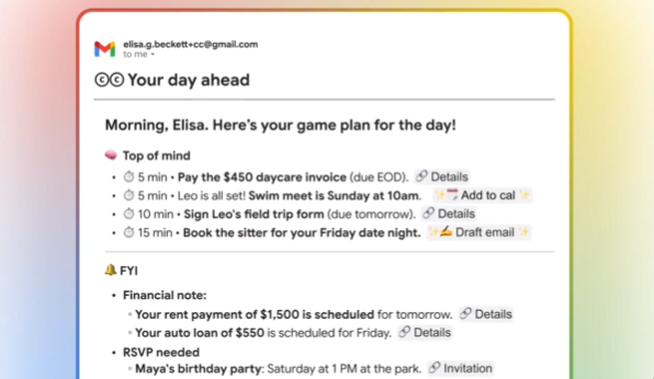 Google Labs推CC AI助理 跨Gmail等应用梳理日程成全能生活帮手