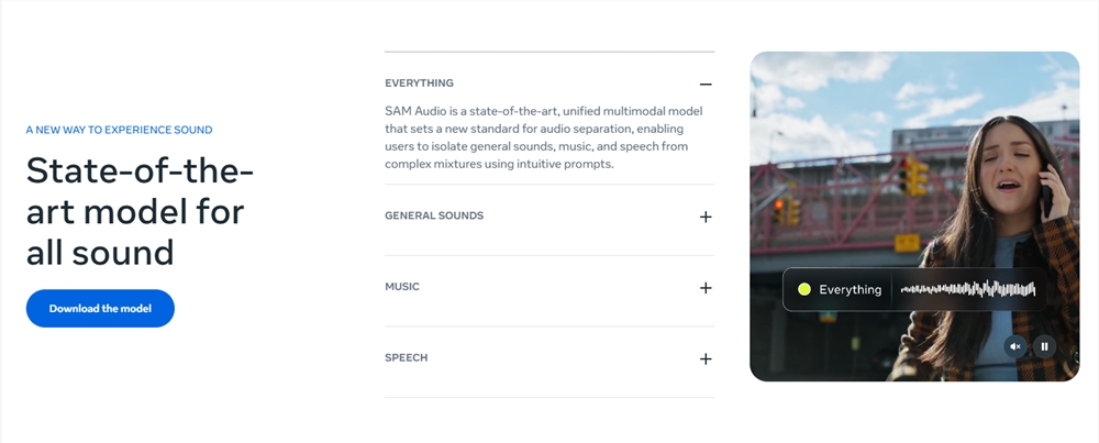 Meta推出SAM Audio：多模态音频分离模型，支持三种直觉化交互方式