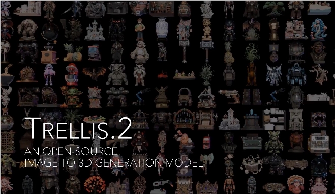 微软开源TRELLIS.2图像转3D工具 快速生成带PBR贴图的多场景高质量模型