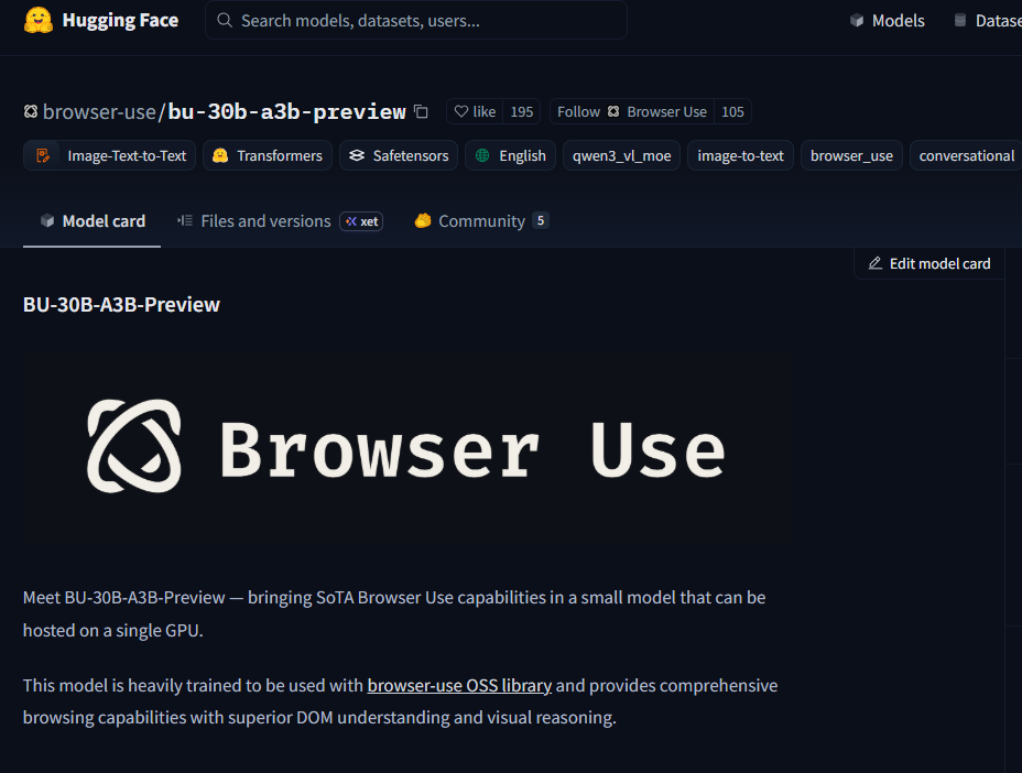 BrowserUse发布自研开源大模型BU-30B-A3B-Preview 成Web Agent高效新标杆