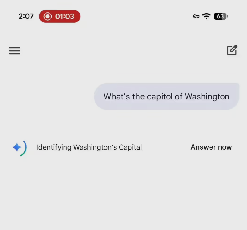 谷歌Gemini推出“立即回答”功能 拆分限额全平台覆盖免费付费用户