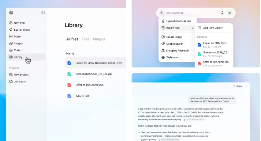 ChatGPT推出Library功能 付费用户可跨对话调用上传文件