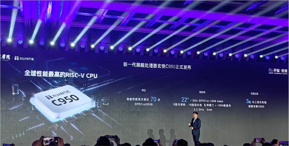 阿里达摩院发布玄铁C950 刷新RISC-V性能纪录并支持千亿大模型