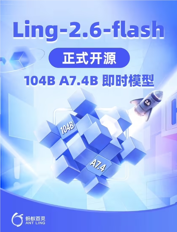 蚂蚁百灵大模型Ling-2.6-flash开源 多量化版本提升推理与智能体能力