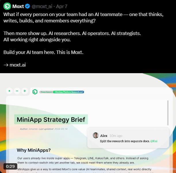 Moxt AI原生工作空间：构建自主AI员工团队，助力解决信息焦虑