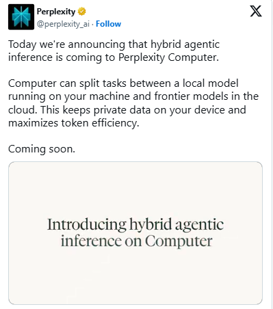 Perplexity Computer今夏升级混合推理模式 平衡隐私与算力7月推出
