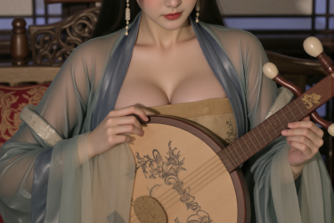 琵琶轻拨春梦碎，月下花影共缠绵