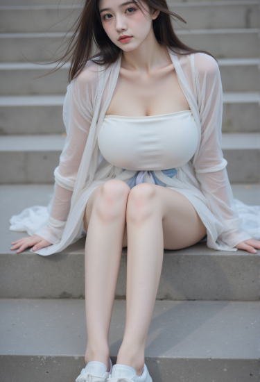 风起时，她坐在台阶上，像一首未完成的诗