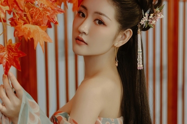 秋枫映影，华裳拂梦，一扇轻摇，尽是唐风婉约