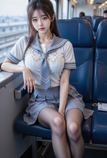 电车穿行时，少女如诗，风起裙摆间