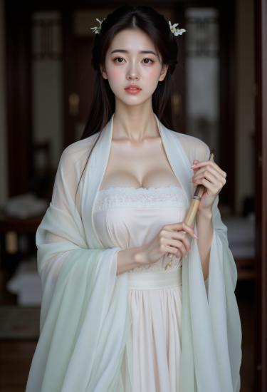 素衣如雪，鬓插花影，一瞬入画江南