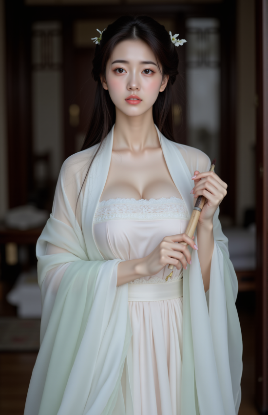 素衣如雪，鬓插花影，一瞬入画江南